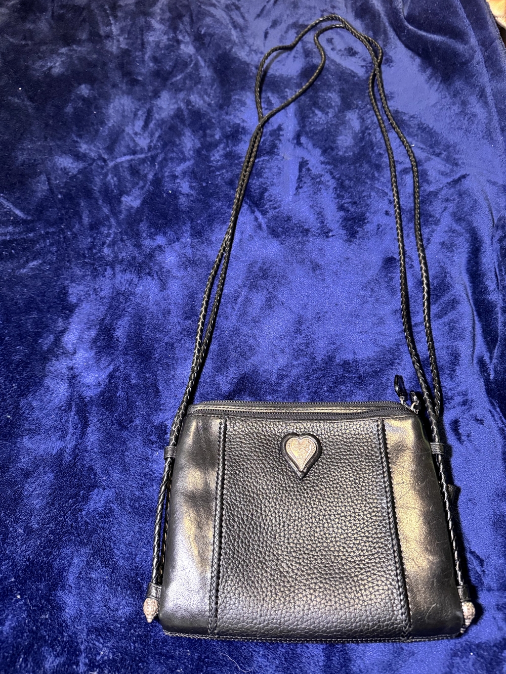 Brighton Black Leather Crossbody with Heart Accent